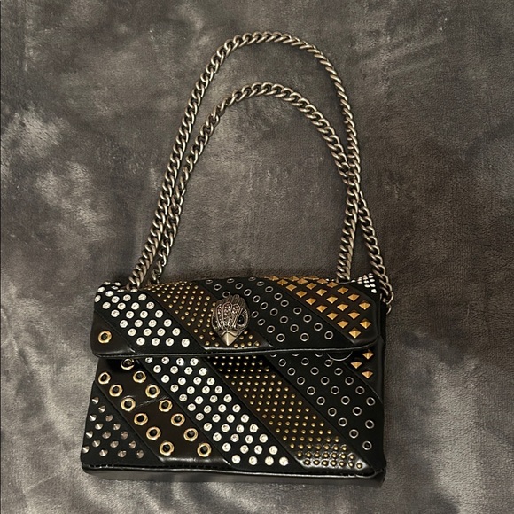 Kurt Geiger Handbags - Kurt Geiger (The Kensington)Studded Black and Gold Chain Shoulder Bag